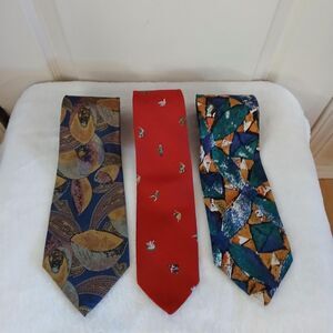 Lot of 3 Vintage Nordstrom Silk Neck Ties Hand Swen Italy MBP Robert Talbot